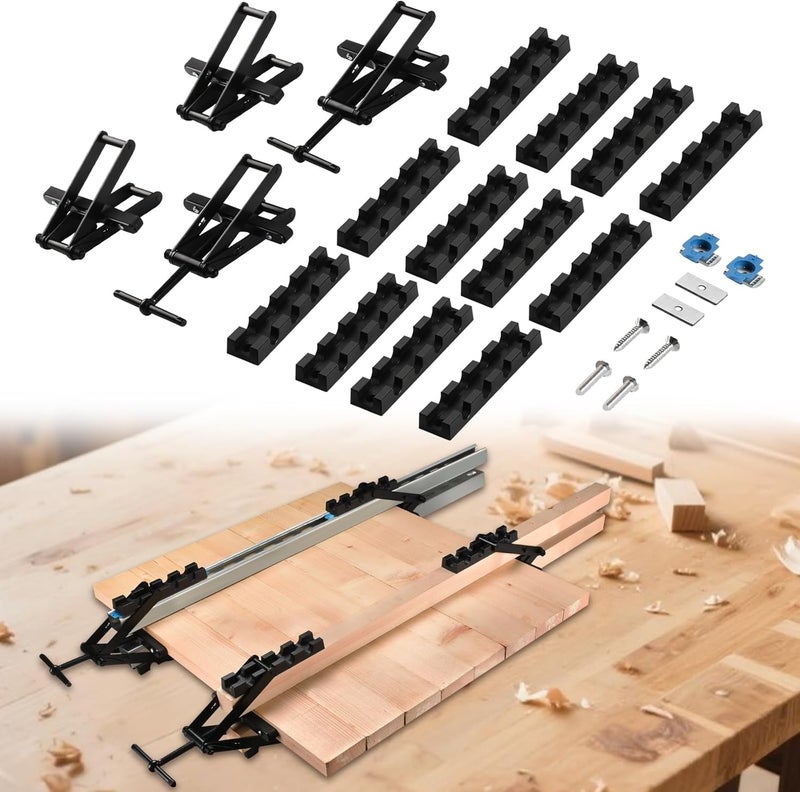 GADFISH Panel Clamps Woodworking, Panel Clamp, 2 Pack of 4 Way Pressure Clamps, Compatible with Two Mounting Methods, Suitable for Bonding Tabletops, Shelves, and Laminate Surfaces(2pc) - Image 1